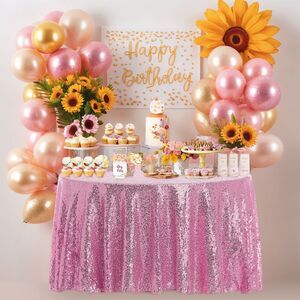 1pc Round Tablecloth Sequin Table Covers for Parties 71x71inch Pink